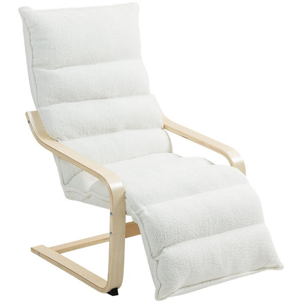 Redom RELAXAČNÍ houpací křeslo 93-114/67/105 cm s nastavitelnou podnožkou a potahem Sherpa, Bílá