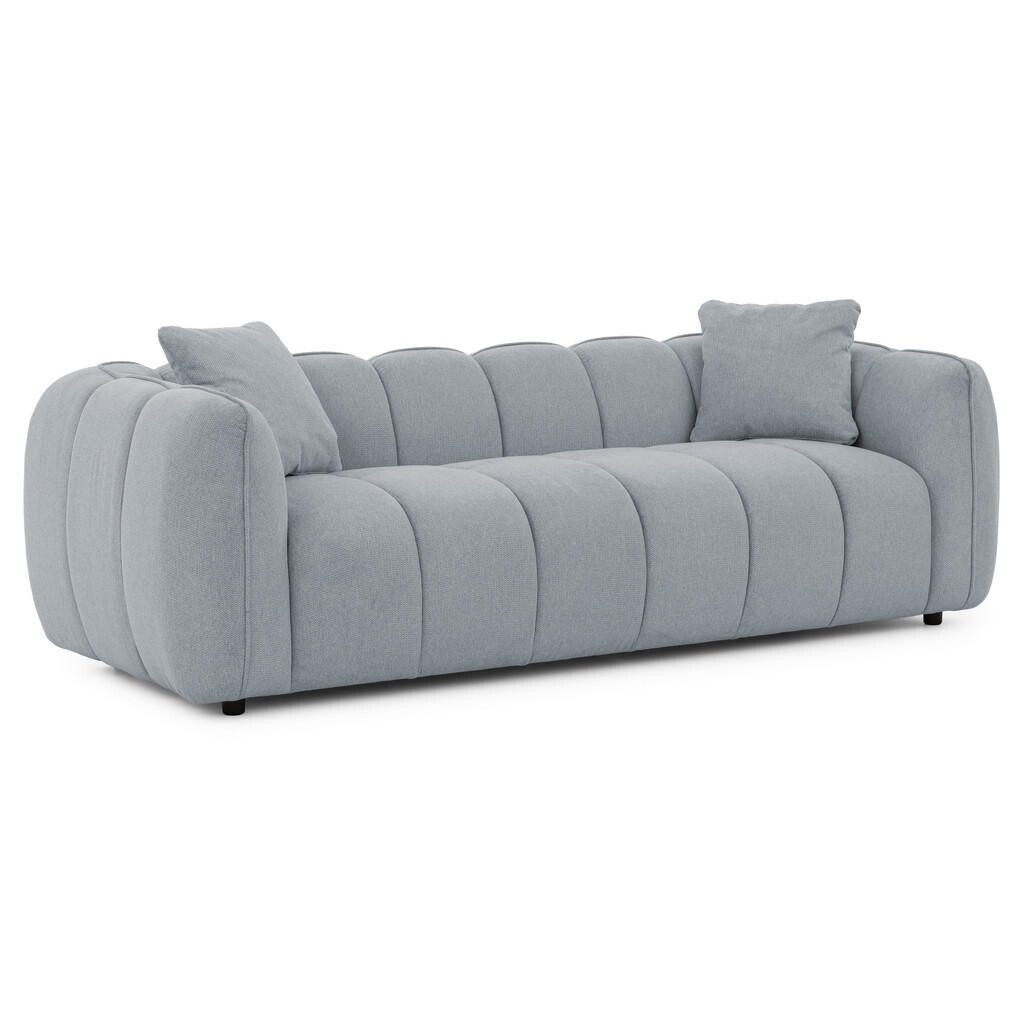 S-Style TŘÍMÍSTNÁ POHOVKA Nubira v hluboce prošívaném designu Bubble z měkké strukturované látky v šedé barvě s moderním vzhledem