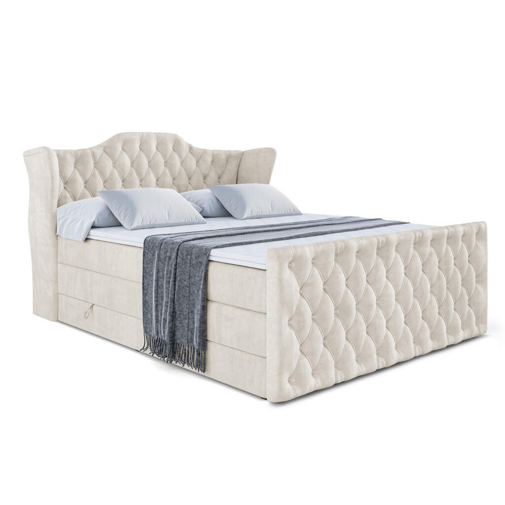 ALTDECOR POSTEL boxspring VILA-Z KING – 140 × 200 – H3/H4 – krémová