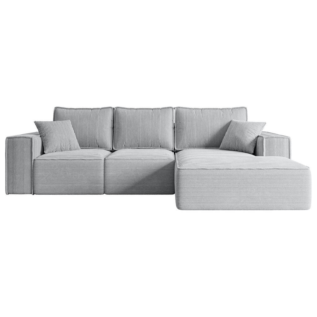 ALTDECOR ROHOVÁ SEDACÍ SOUPRAVA s funkcí lůžka a úložným prostorem SERRA-L-S – 266 x 161 x 87 cm, šedá varianta manšestru