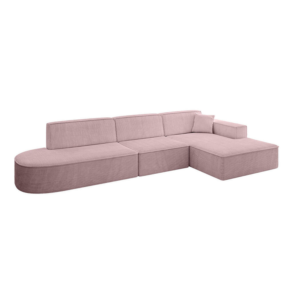 ALTDECOR ROHOVÁ SEDAČKA s otomanem vpravo IREA-L2-v4 – 327 x 165 x 77 cm, růžová
