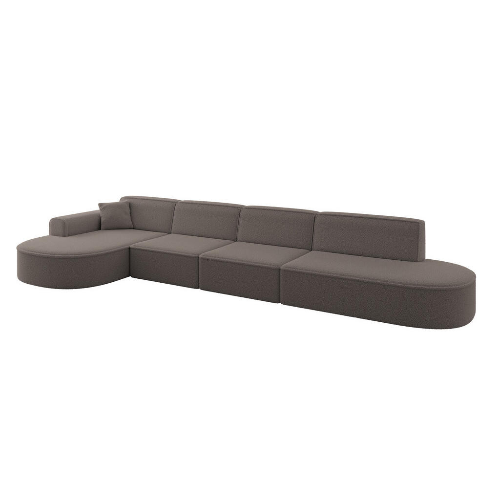 ALTDECOR ROHOVÁ SEDACÍ SOUPRAVA s otomanem vlevo MARI-L3 – 413 x 171 x 79 cm, hnědá buklé