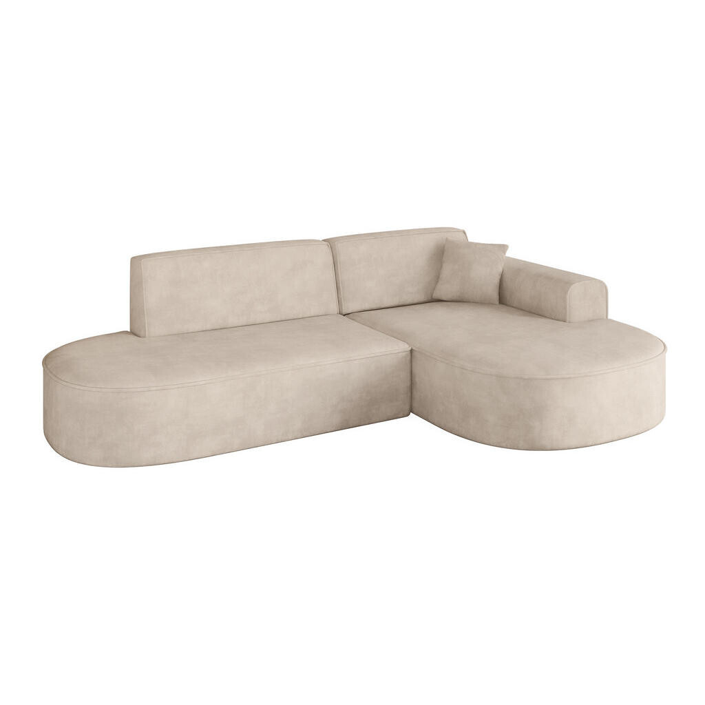 ALTDECOR ROHOVÁ SEDACÍ SOUPRAVA s otomanem vpravo MARI-L1 – 243 × 171 × 79 cm, béžový velur