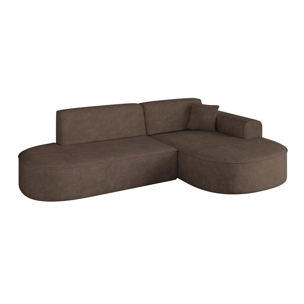 ALTDECOR ROHOVÁ SEDACÍ SOUPRAVA s otomanem vpravo MARI-L1 – 243 × 171 × 79 cm, hnědá barva, velur
