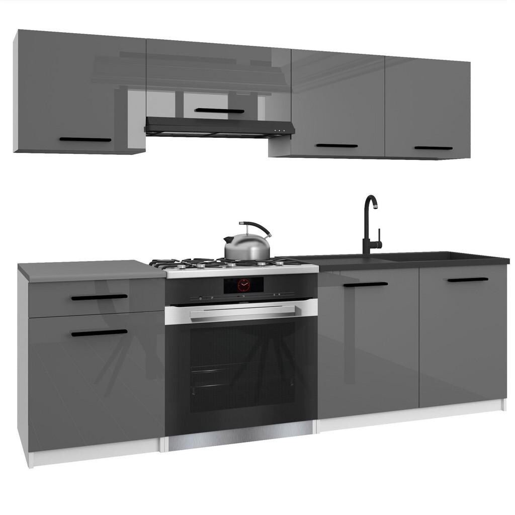 B BELINI GROUP KUCHYŇSKÁ LINKA Italia 1 180 cm, s pracovními deskami, Šedá lesklá