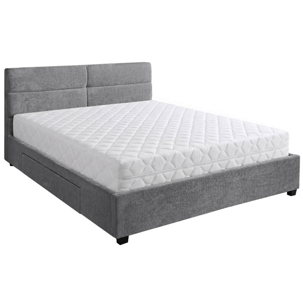 Beautysofa ČALOUNĚNÁ POSTEL Aurea, manželská postel 160x200 cm se zásuvkou a taštičkovou matrací 26 cm, žinylková látka, šedá