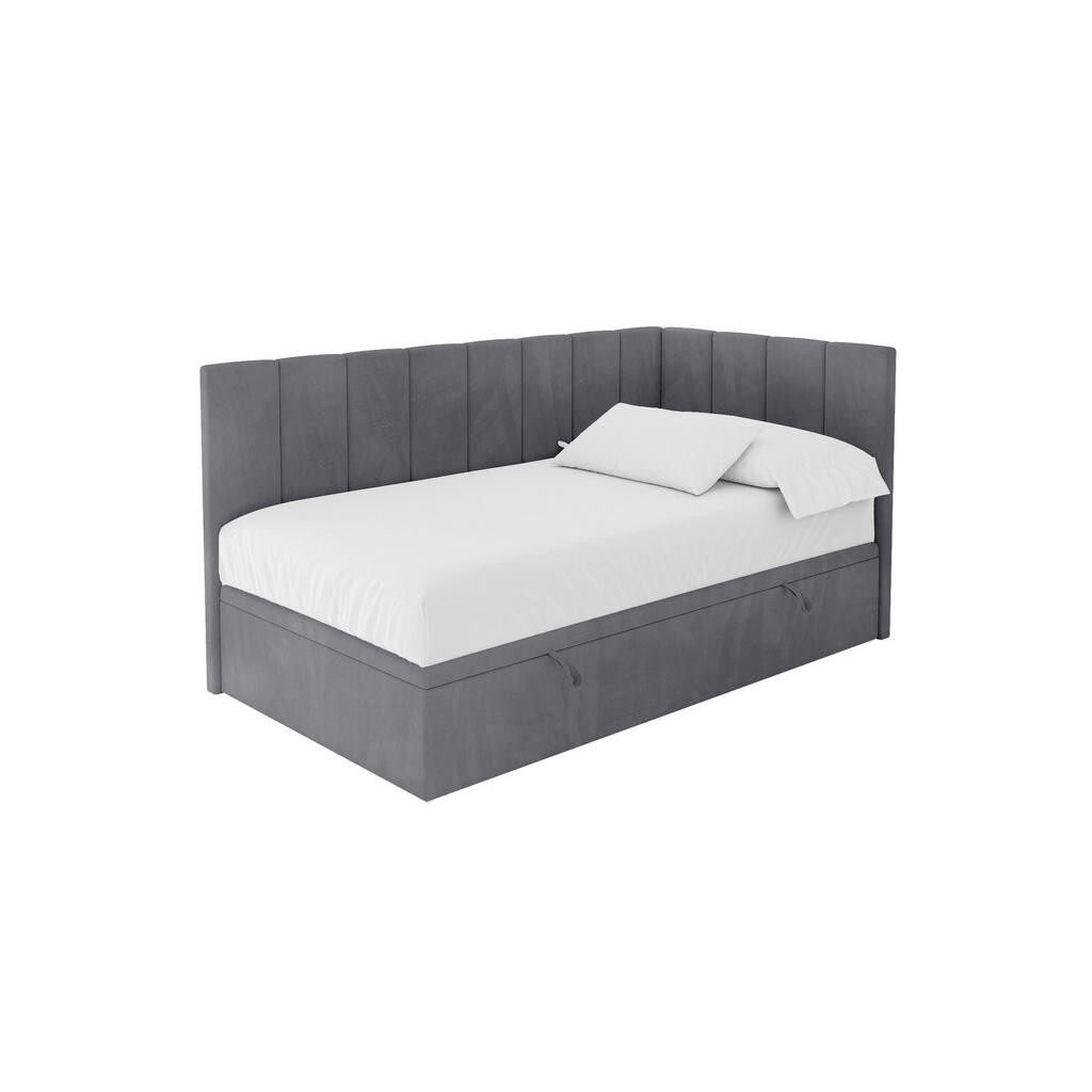 ALTDECOR JEDNOLŮŽKOVÁ POSTEL pro mládež s úložným prostorem vlevo, s matrací - LOVY 100x200 tmavě šedá