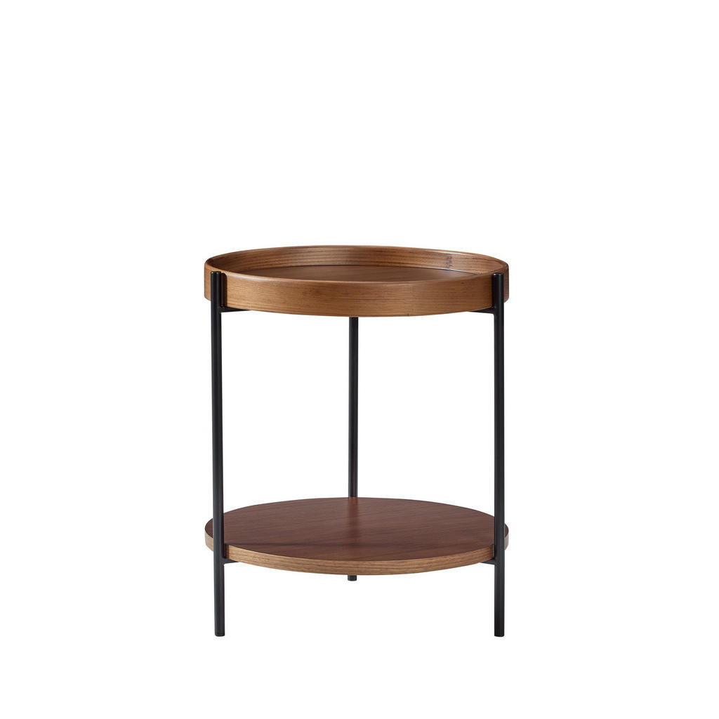 Redom KONFERENČNÍ stolek 69/69/38 cm s odkládacím stolkem 44/44/48 cm, dvouúrovňový design, masivní dřevo a MDF, Ořech