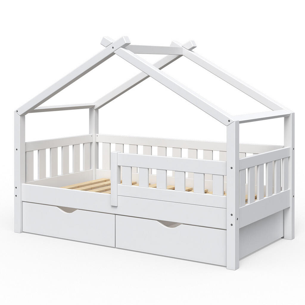 VitaliSpa DOMEČKOVÁ POSTEL Design Bílá 80x160 cm se 2 zásuvkami