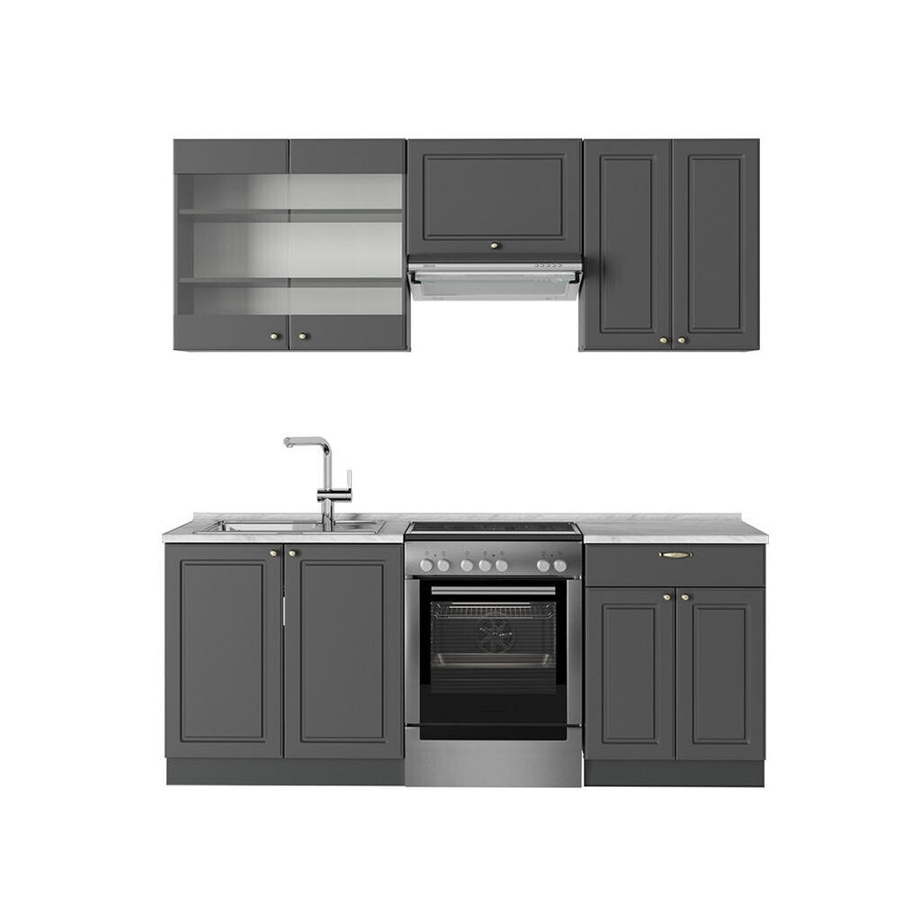 Vicco KUCHYŇSKÝ KOUT Fame-Line Anthrazit-Gold Landhaus 200 cm , PD Mramor