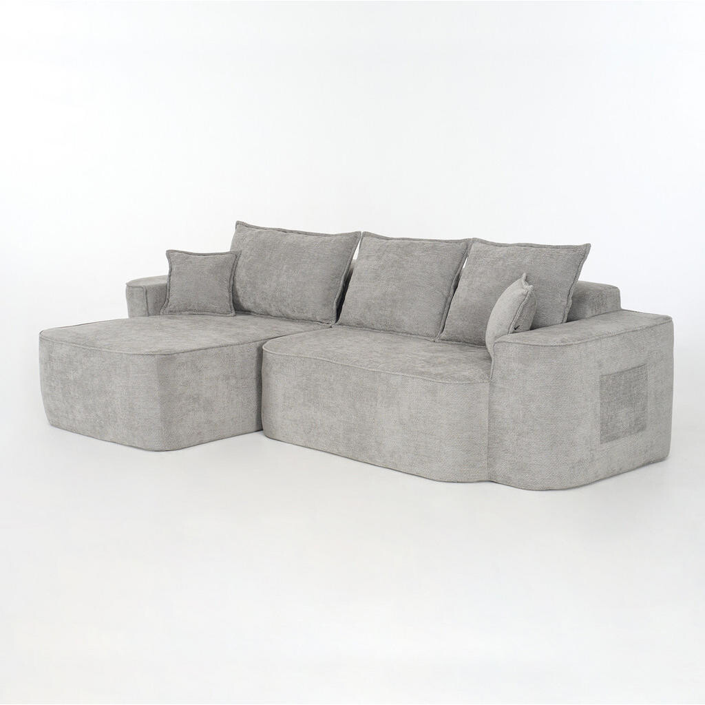 OKWISH ROHOVÁ pohovka 262/144/65 cm šedá z chenille modulární bez montáže
