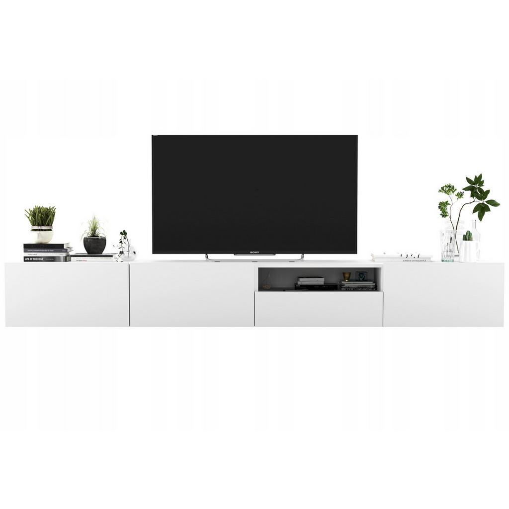 Meble Lindner SADA 2 TV stolků Enjoy Bílá mat 240 cm se zásuvkou