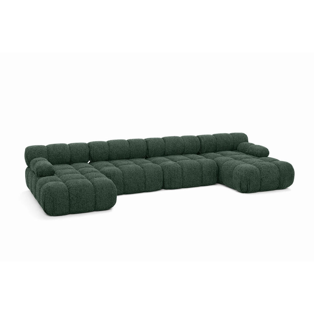 Kaiser Möbel ROHOVÁ SEDAČKA ve tvaru U XL, tkanina Bouclé Abriamo, Tmavě zelená, Selia U XL