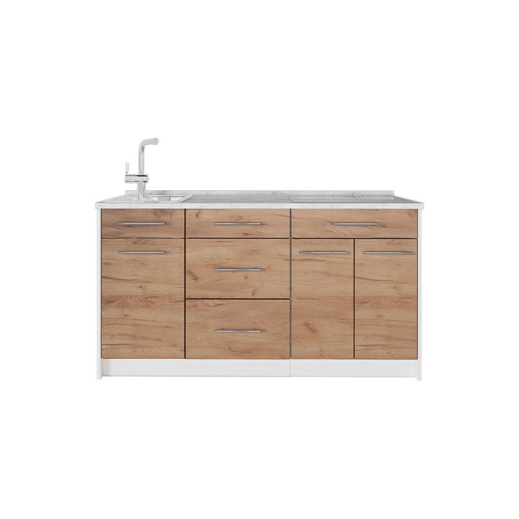 Vicco KUCHYŇSKÝ BLOK Fame-Line, Zlatý mocný dub/Bílá, 150 cm, PD Mramor