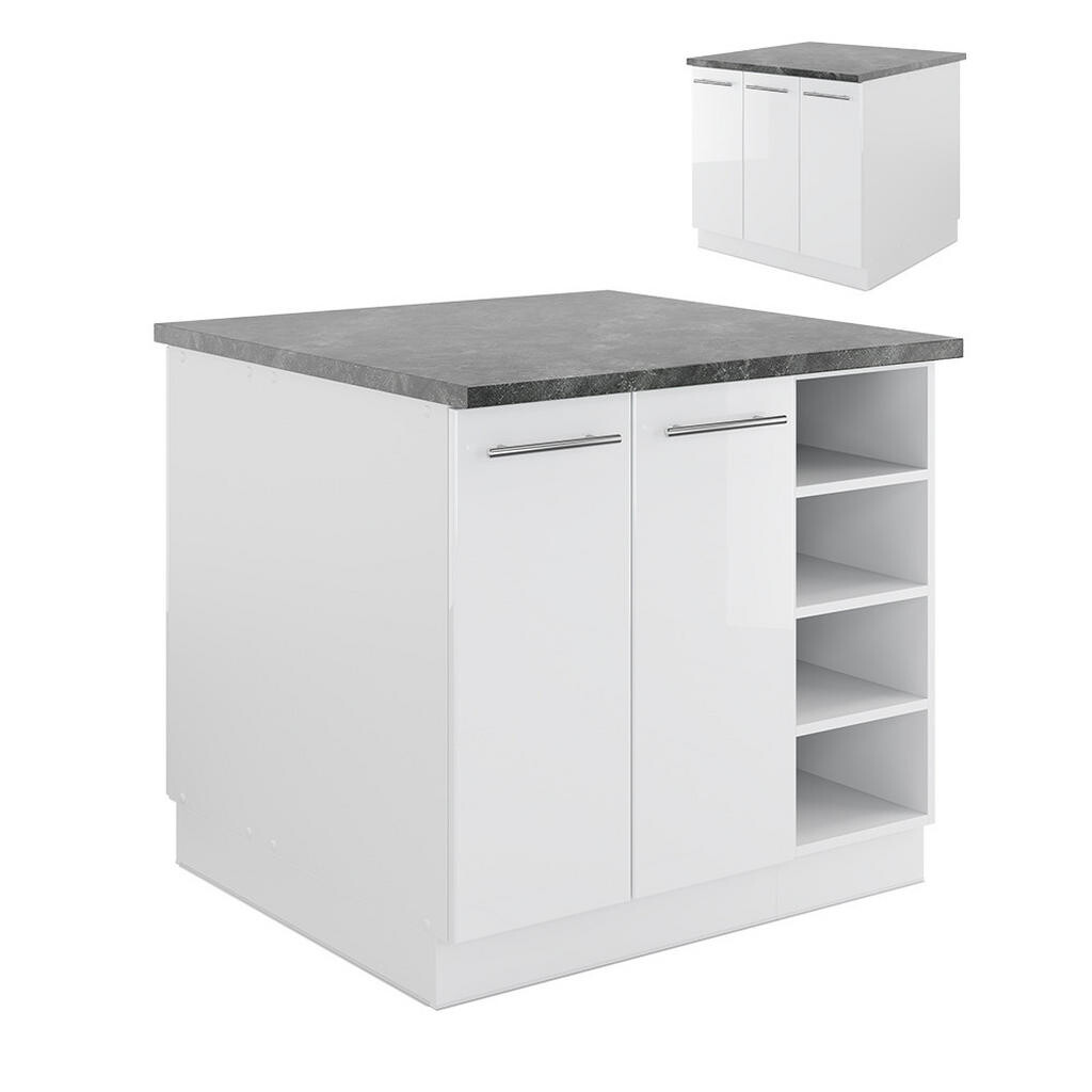 Vicco KUCHYŇSKÝ OSTROV Fame-Line Bílá vysoký lesk/bílá 90 cm bez pracovní desky