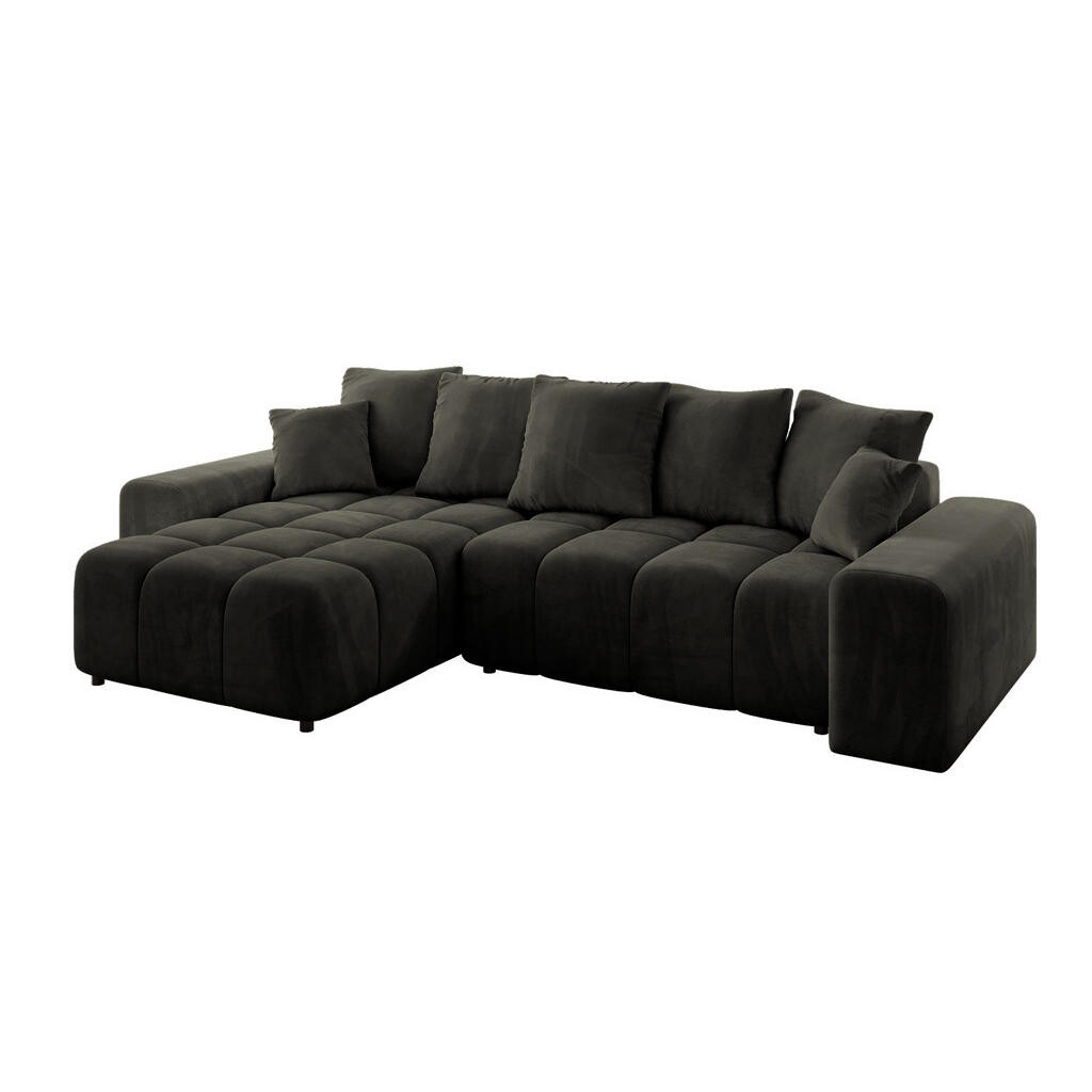ALTDECOR ROHOVÁ SEDACÍ SOUPRAVA s otomanem vlevo ENIL-L 297x189x68 černý velur