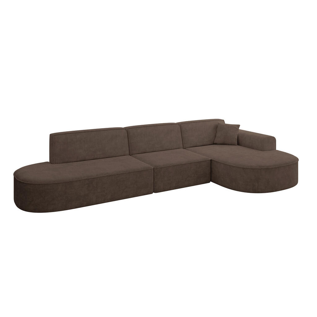ALTDECOR ROHOVÁ SEDACÍ SOUPRAVA s otomanem vpravo MARI-L2 – 328 x 171 x 79 cm, hnědý velur