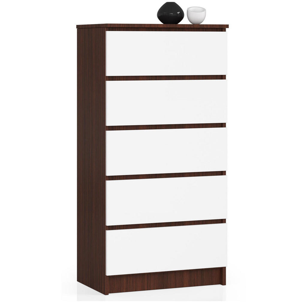 RAUMHIRSCH FURNITURE KOMODA tmavě hnědá, bílá 121/60/40