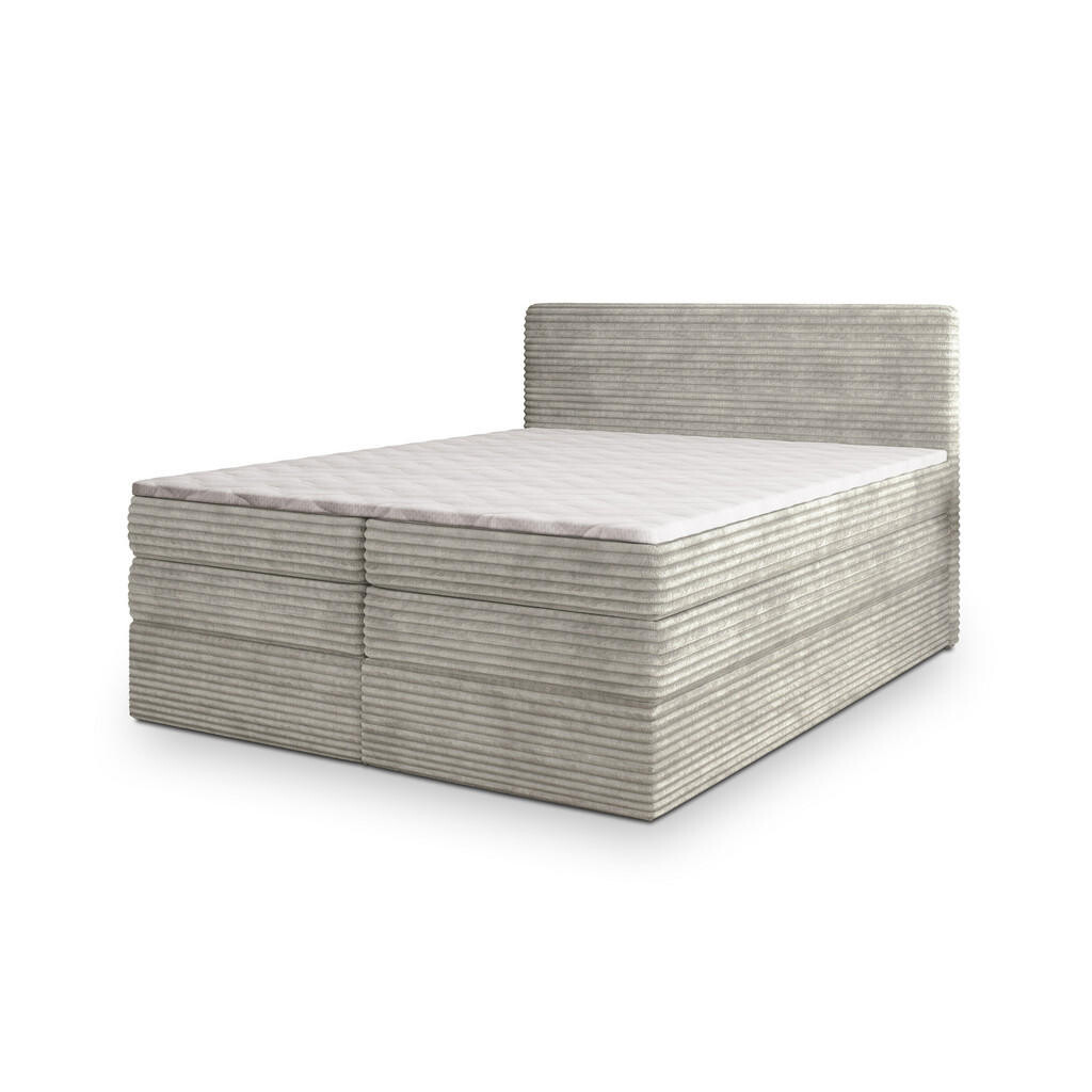 MASSENO POSTEL BOXSPRING LUNERA 160x200 cm, s matrací a úložným prostorem, světle šedá