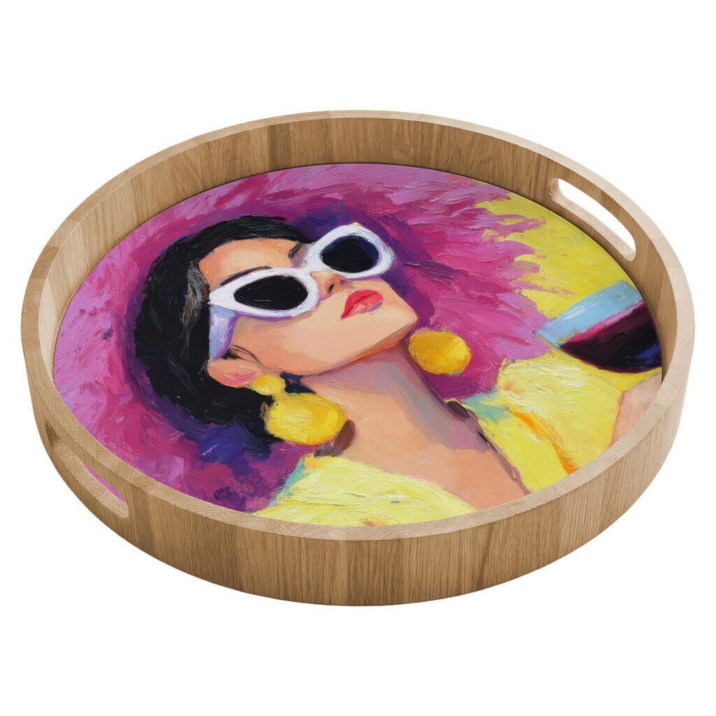 OnlyWow SERVÍROVACÍ PODNOS Žena - Klobouk - Fialová - Víno 40x40 cm