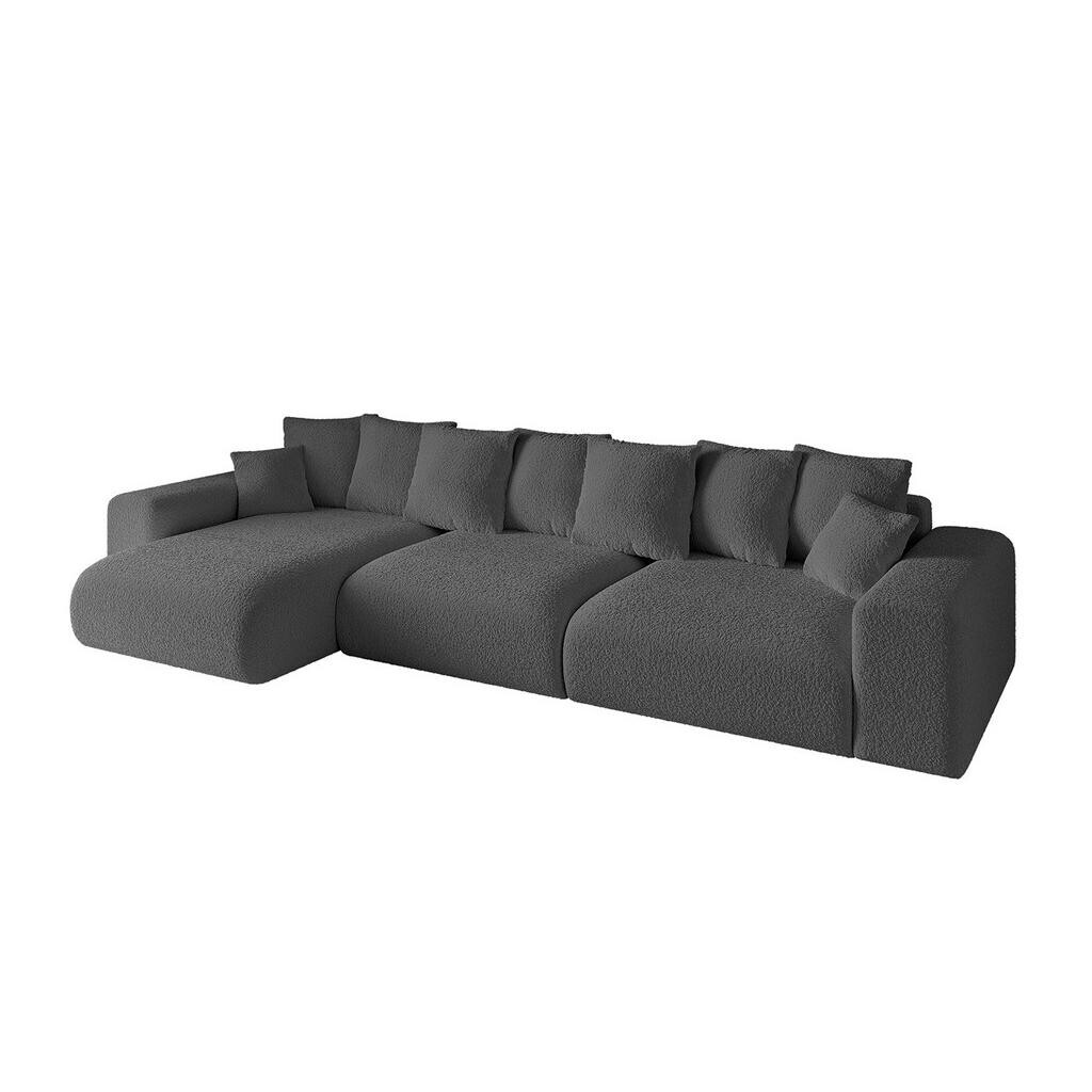 ALTDECOR ROHOVÁ SEDACÍ SOUPRAVA s otomanem vlevo ESKAR-L2 364x176x72 platinová barva, buklé