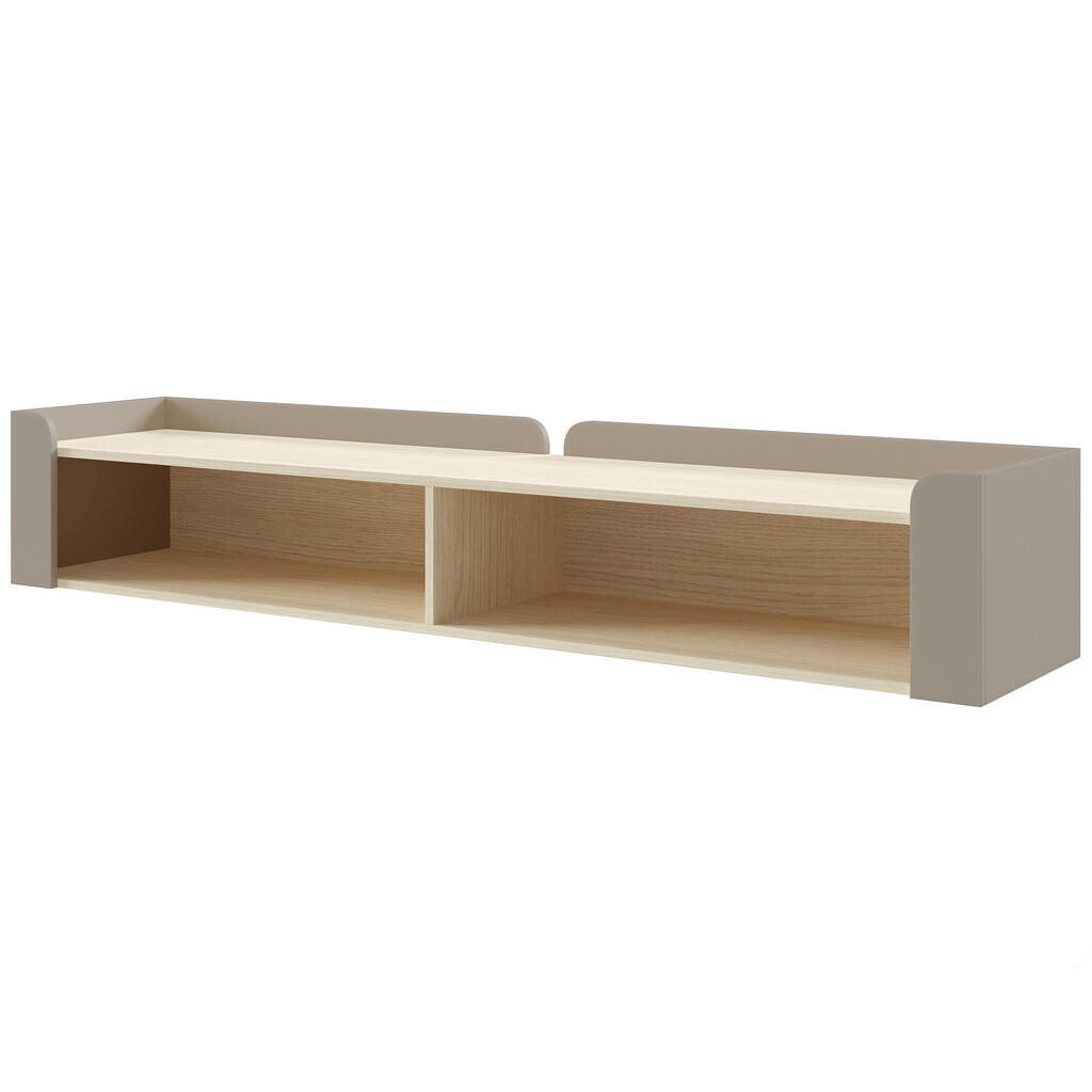 Beautysofa NÁSTĚNNÝ REGÁL Sorella se 2 otevřenými policemi, 180 cm, porcini + dub Mavelie