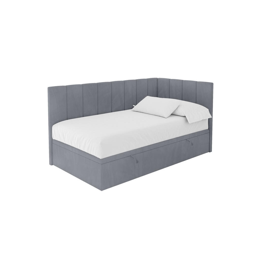 ALTDECOR JEDNOLŮŽKOVÁ POSTEL pro mládež s úložným prostorem vlevo, s matrací - LOVY 90x200 šedá
