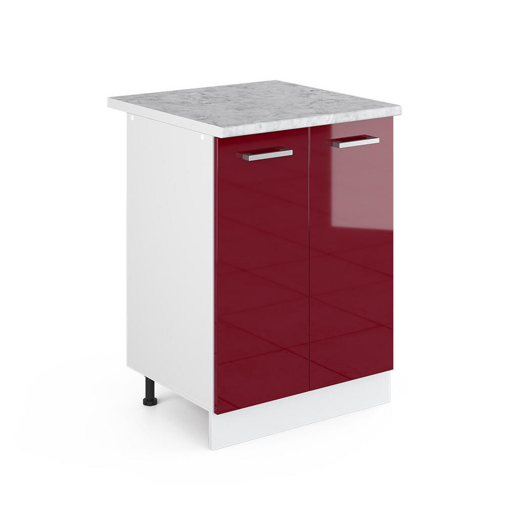 Vicco UNIVERZÁLNÍ ZÁKLADNÍ JEDNOTKA R-Line Bordó červená vysoký lesk 60 cm s dvířky, s pracovní deskou