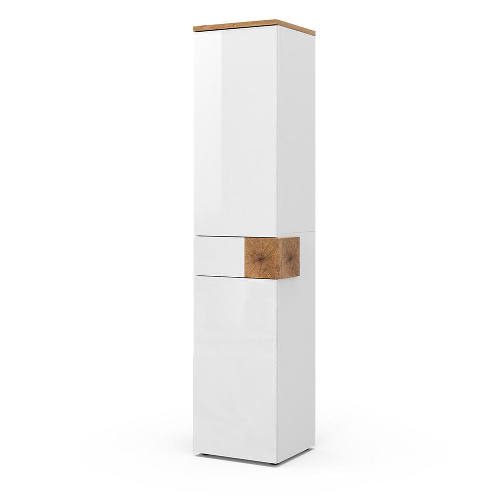 Vicco KOUPELNOVÁ SKŘÍŇKA Eden Bílá vysoký lesk 40 x 184.2 cm se 2 dvířky a zásuvkou