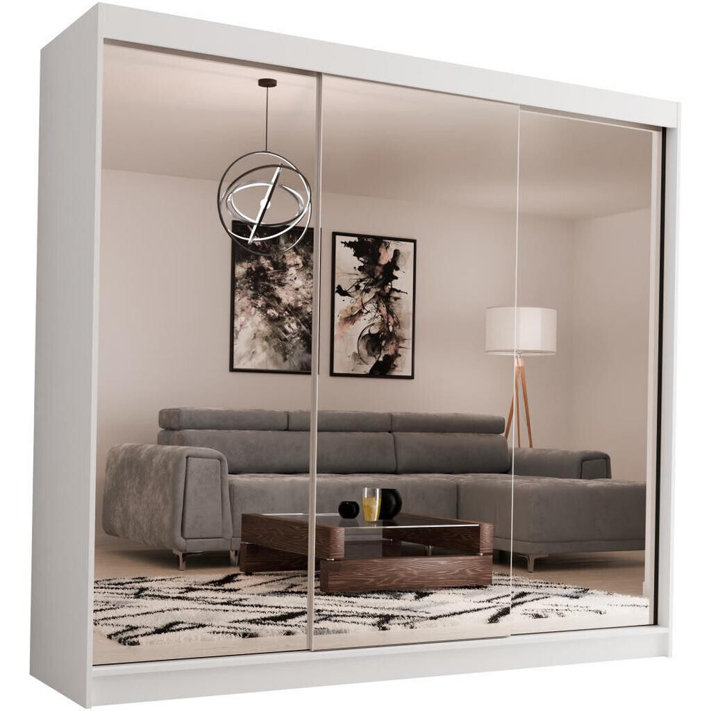 Beautysofa SKŘÍŇ s posuvnými dveřmi Debra 240/216/61 bílá se zrcadlem a zásuvkami