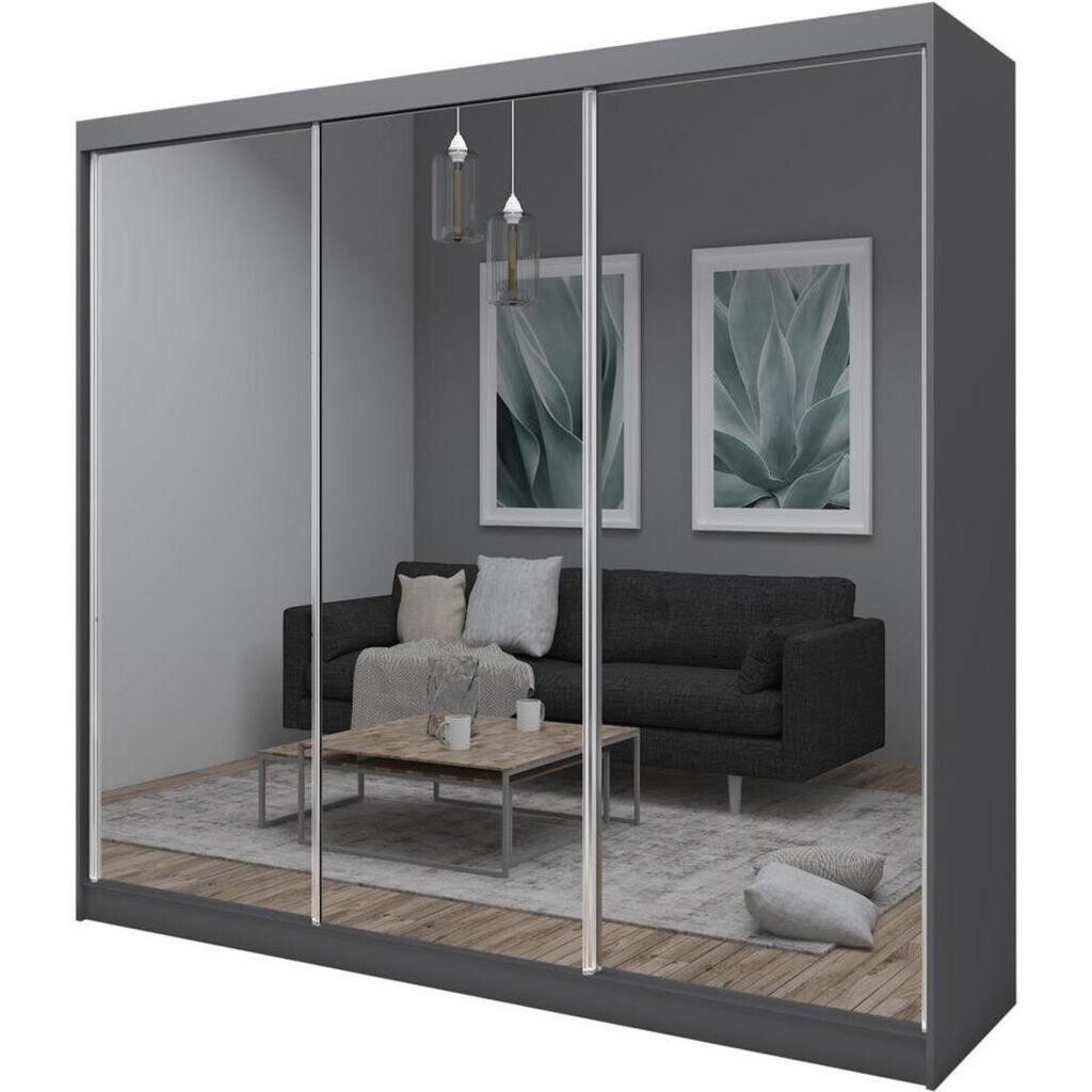 Beautysofa SKŘÍŇ s posuvnými dveřmi Debra 240/216/61 grafit se zrcadlem