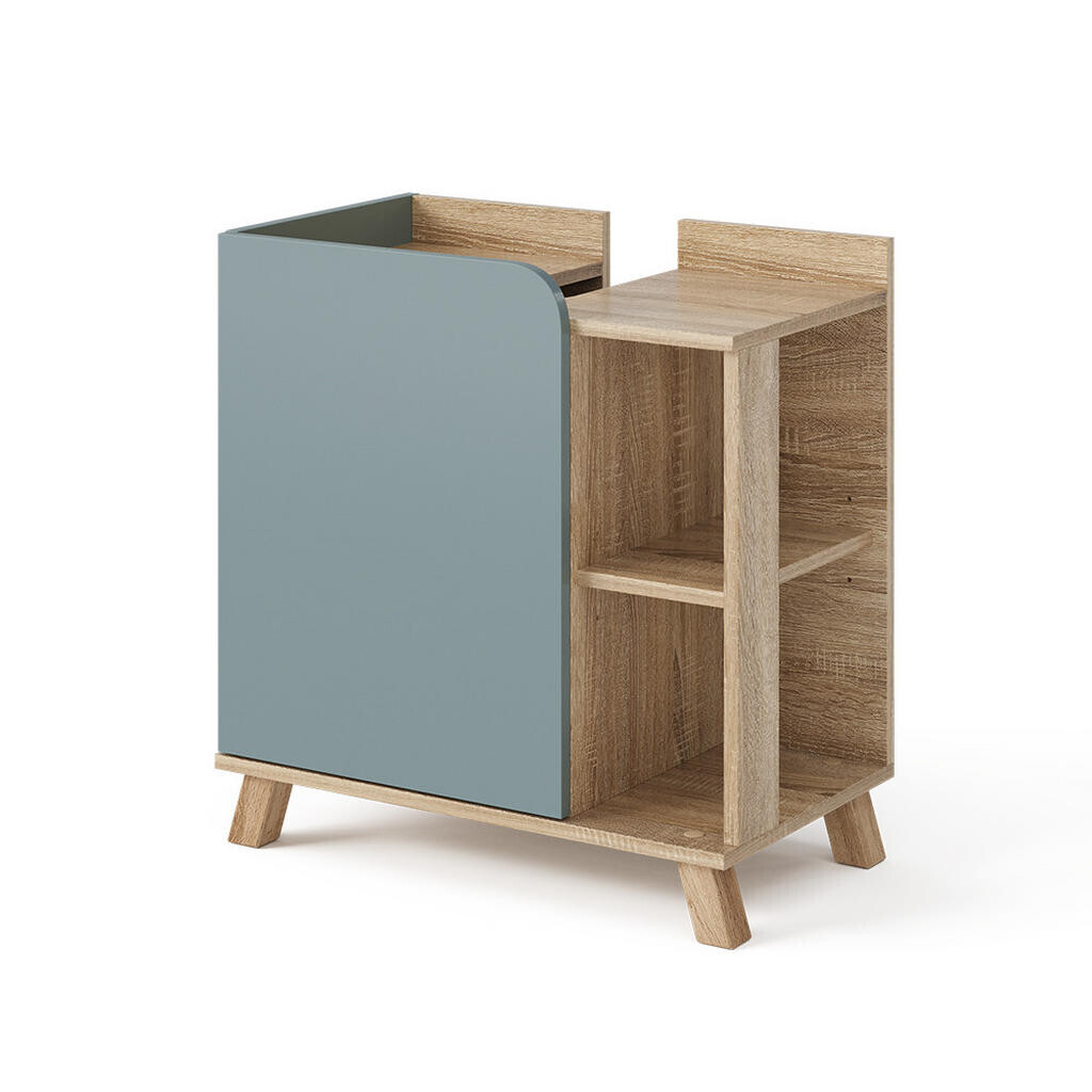 Vicco TOALETNÍ STOLEK PRO UMYVADLO Karen Sonoma/modrá 60 x 65 cm s dveřmi a otevřenými přihrádkami