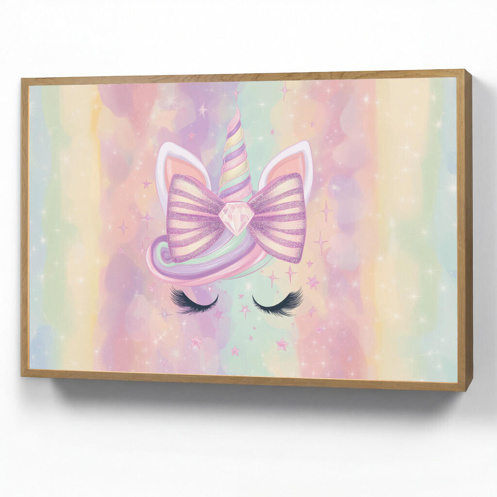 OnlyWow DOBÍJECÍ NOČNÍ LAMPIČKA Jednorožec - Třpytky - Duha - Pastelové barvy 100x70 cm