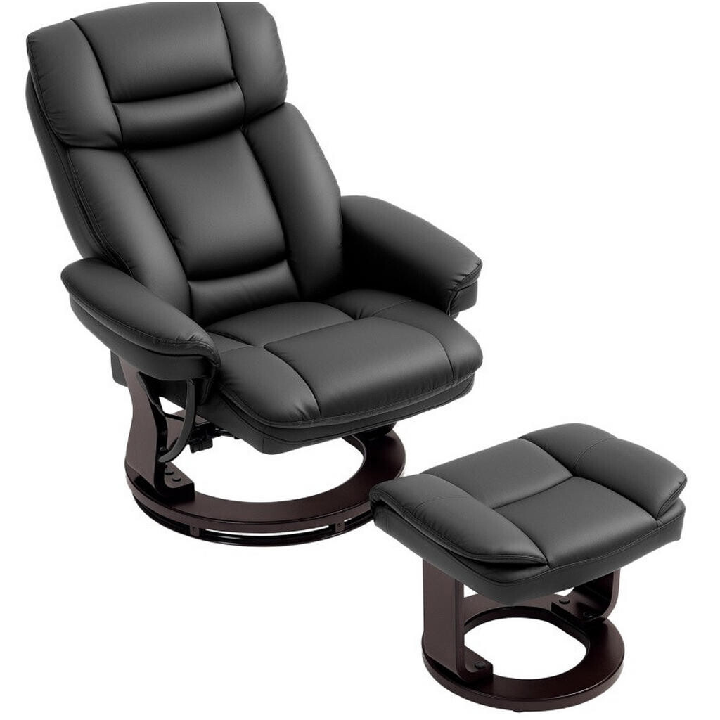 Redom RELAXAČNÍ křeslo s podnožkou 83/86/107 cm otočné o 360° s polohováním do 130° a taštičkovými pružinami, Černá
