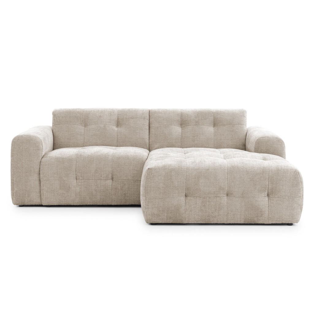 luma-home ROHOVÁ POHOVKA s otomanem vpravo, rafinovaným prošíváním, 234 × 161 × 79 cm (Š×H×V), potah ze ženilky v pískově šedé barvě / 21037