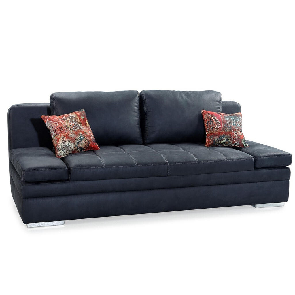 luma-home ROZKLÁDACÍ POHOVKA s úložným prostorem, vlnovým odpružením, 200 × 100 × 84 cm (Š×H×V), mikrovlákno v antické kožené optice, antracitová barv