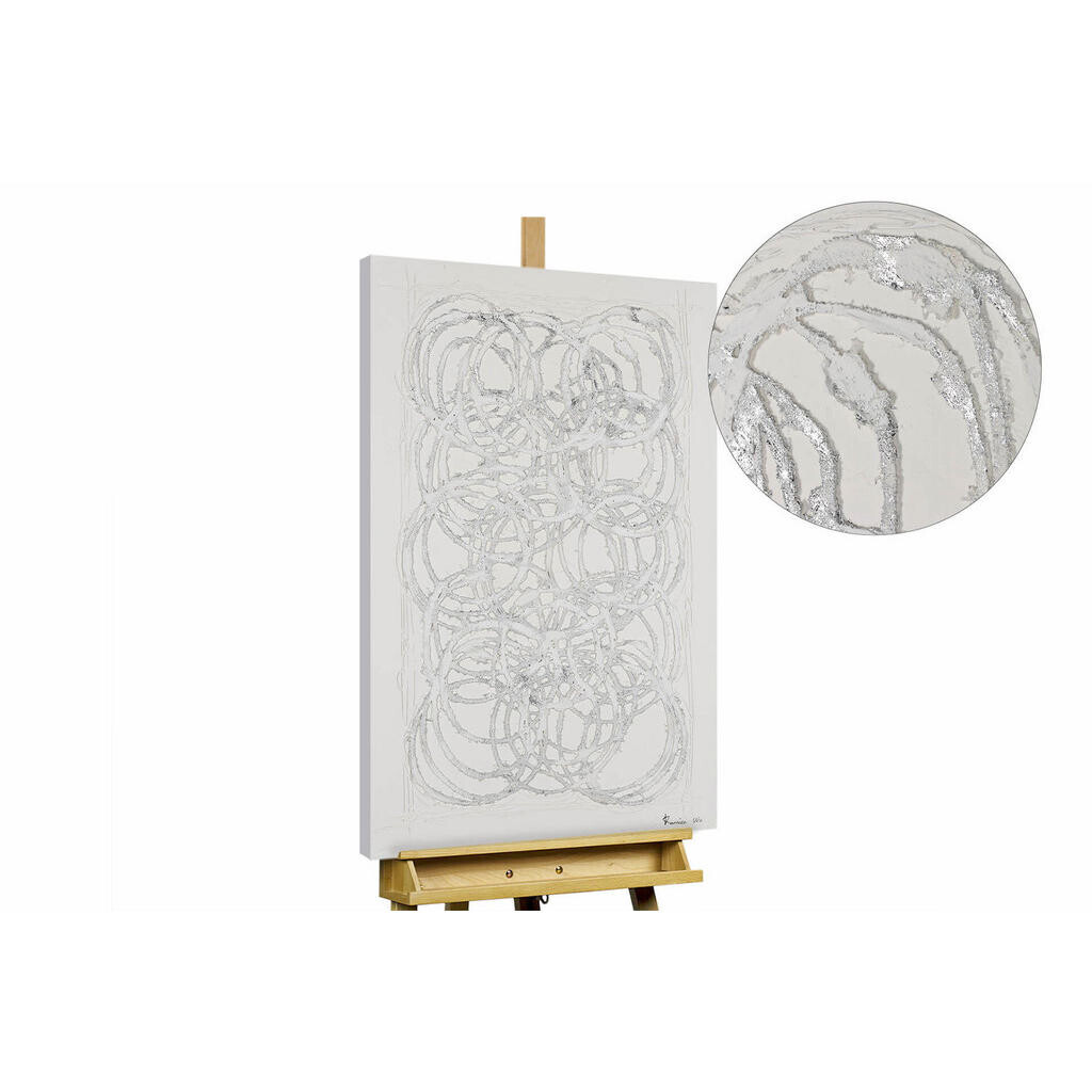 KUNSTLOFT RUČNĚ MALOVANÝ AKRYLOVÝ OBRAZ BÍLÝ/ŠEDÝ, 60/90 CM