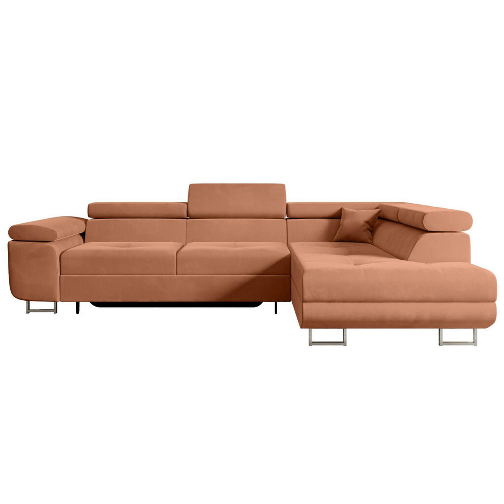 ALTDECOR ROHOVÁ SEDACÍ SOUPRAVA s funkcí lůžka a úložným prostorem GUSA-L 272x202x107 cm korálový velur