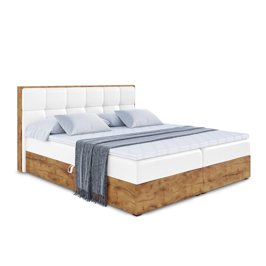ALTDECOR AMERICKÁ postel s matrací H3 a roštem – LOLLI7 – 160x200 – vysoce lesklá bílá