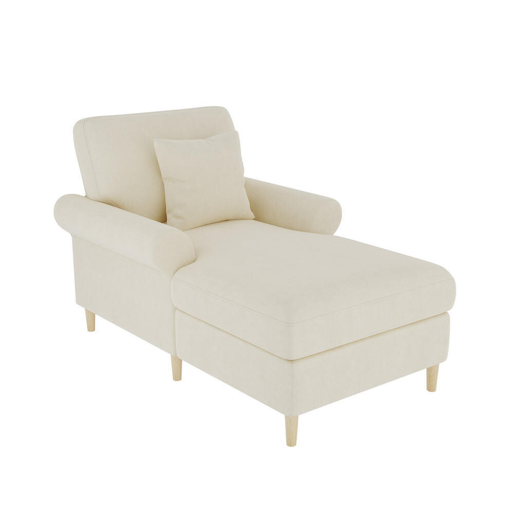 Redom RELAXAČNÍ křeslo 133/87/90 cm s funkcí lenošky, sametovým potahem a polštářem, Béžová