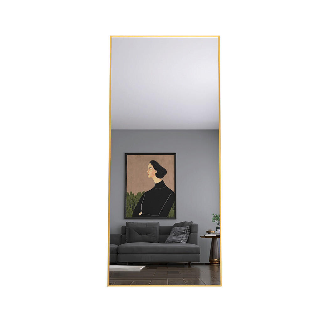 SHOPENTRA ZRCADLO na celé tělo 180x80 cm, zlatý hliník, volně stojící, obdélníkové