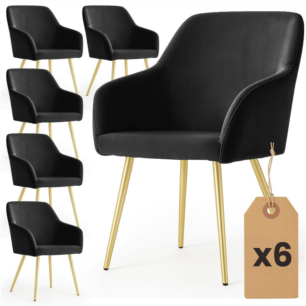 RAUMHIRSCH FURNITURE ČALOUNĚNÁ ŽIDLE, sada 6 ks, kovové nohy, černá, zlatá 54,5/83/58