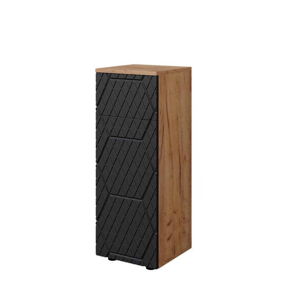 Vicco STŘEDNÍ SKŘÍŇKA Irma Antracit se strukturou včelí plástve 30 x 81 cm s 1 zásuvkou, 2 přihrádkami, koupelnou