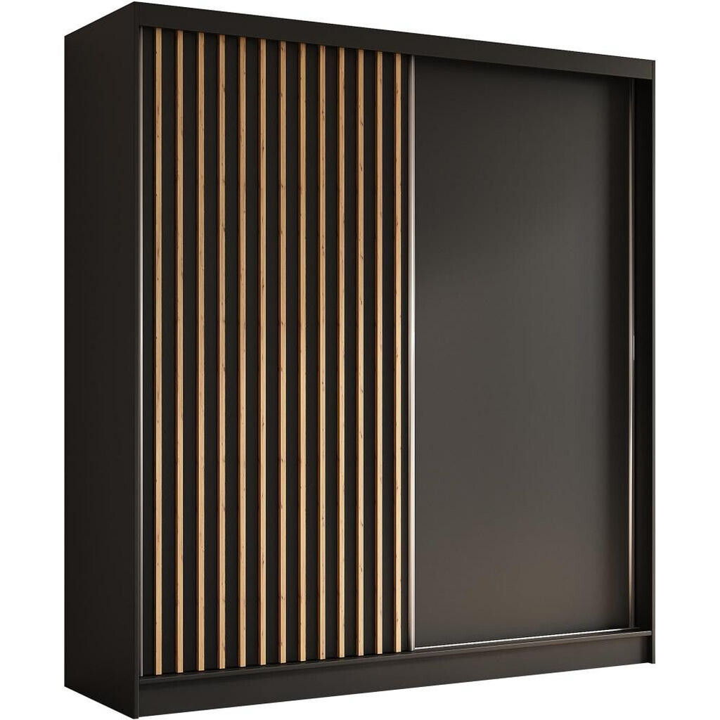 Beautysofa SKŘÍŇ s posuvnými dveřmi Helios 200/216/61 černá + dub Artisan se zásuvkami