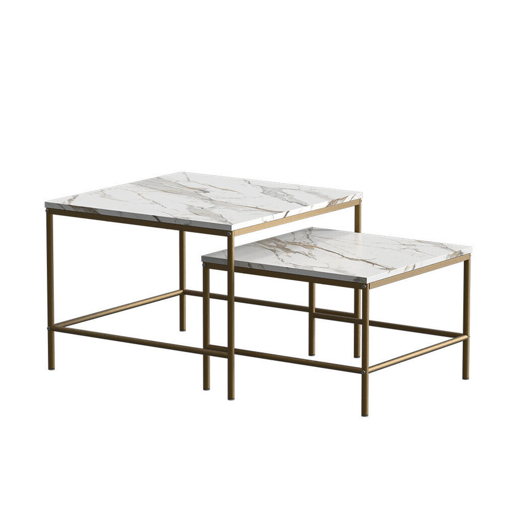 Vicco STOLEČEK KÁVOVÝ STOLÍK Ramio Bílá/zlatá 60 x 60 cm 2 díly