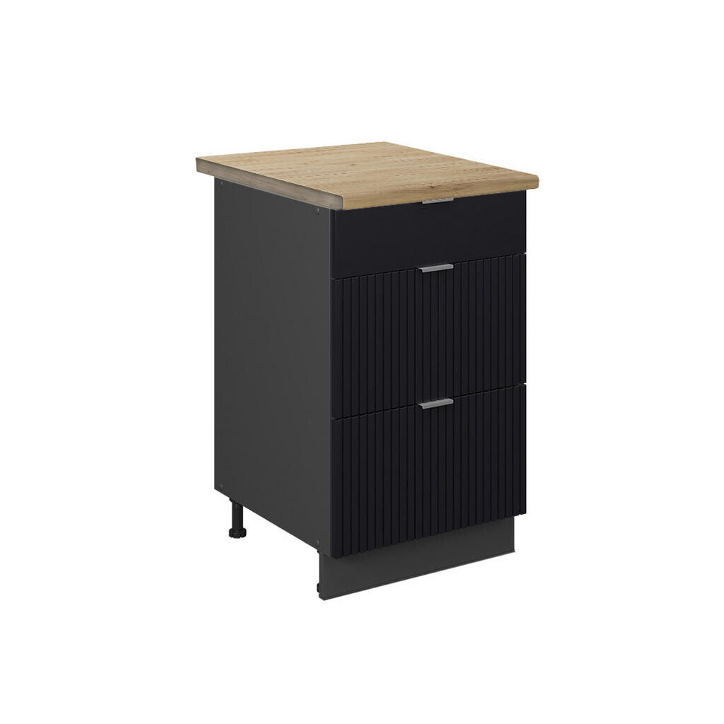 Vicco SPODNÍ SKŘÍŇKA KUCHYŇSKÉ LINKY Fame-Line, Černý pruhovaný/Antracit, 50 cm, PD Dub