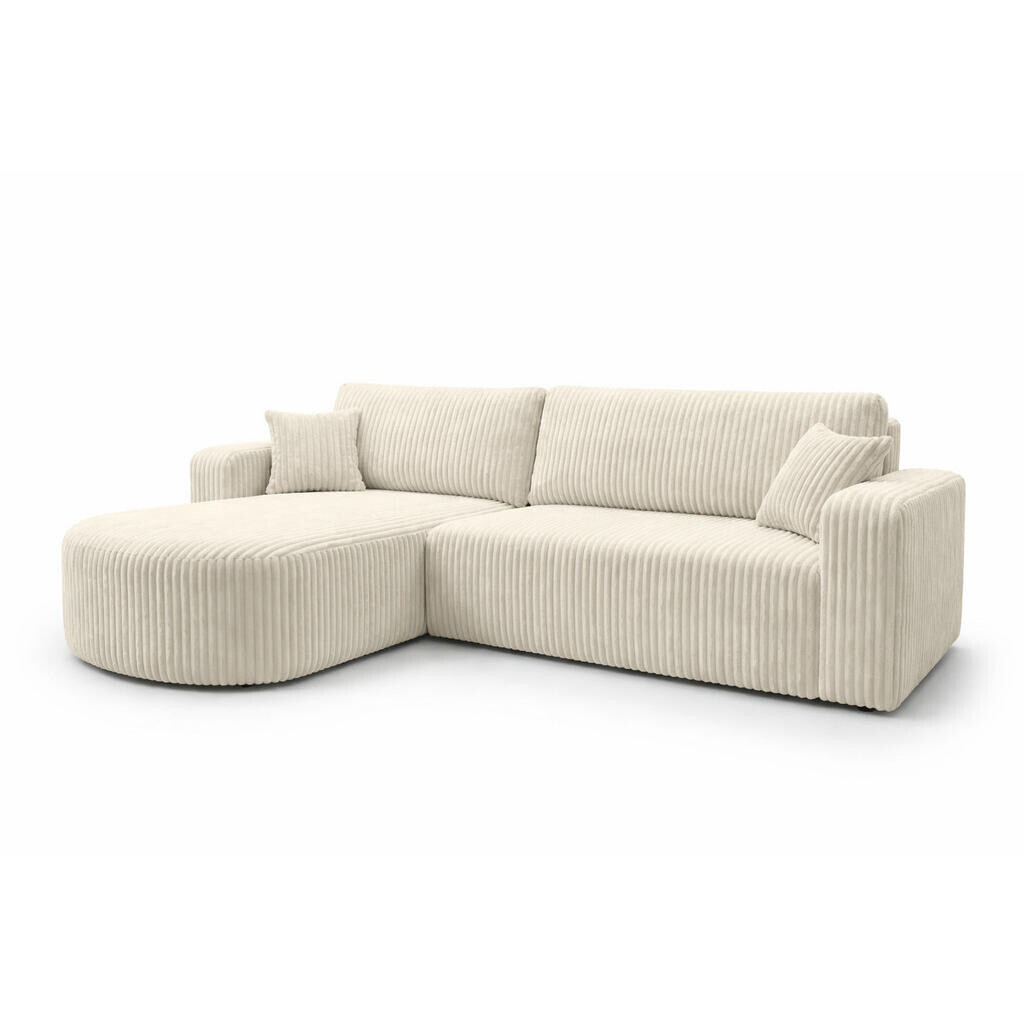 Kaiser Möbel ROHOVÁ SEDAČKA s funkcí spaní, manšestrová tkanina Tilia, Ecru, Levá strana, ROUND ONE XL