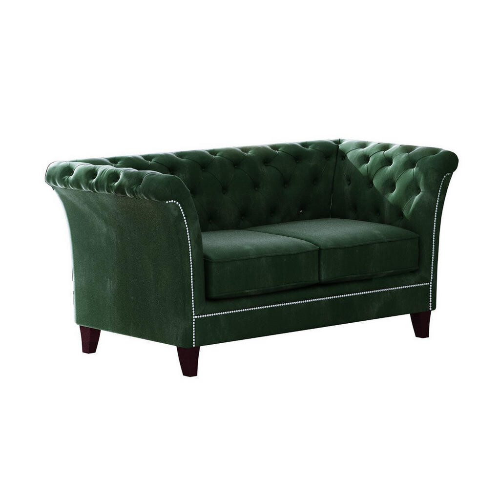 S-Style CHESTERFIELD DVOUMÍSTNÁ POHOVKA Fusion z lahvově zeleného sametu
