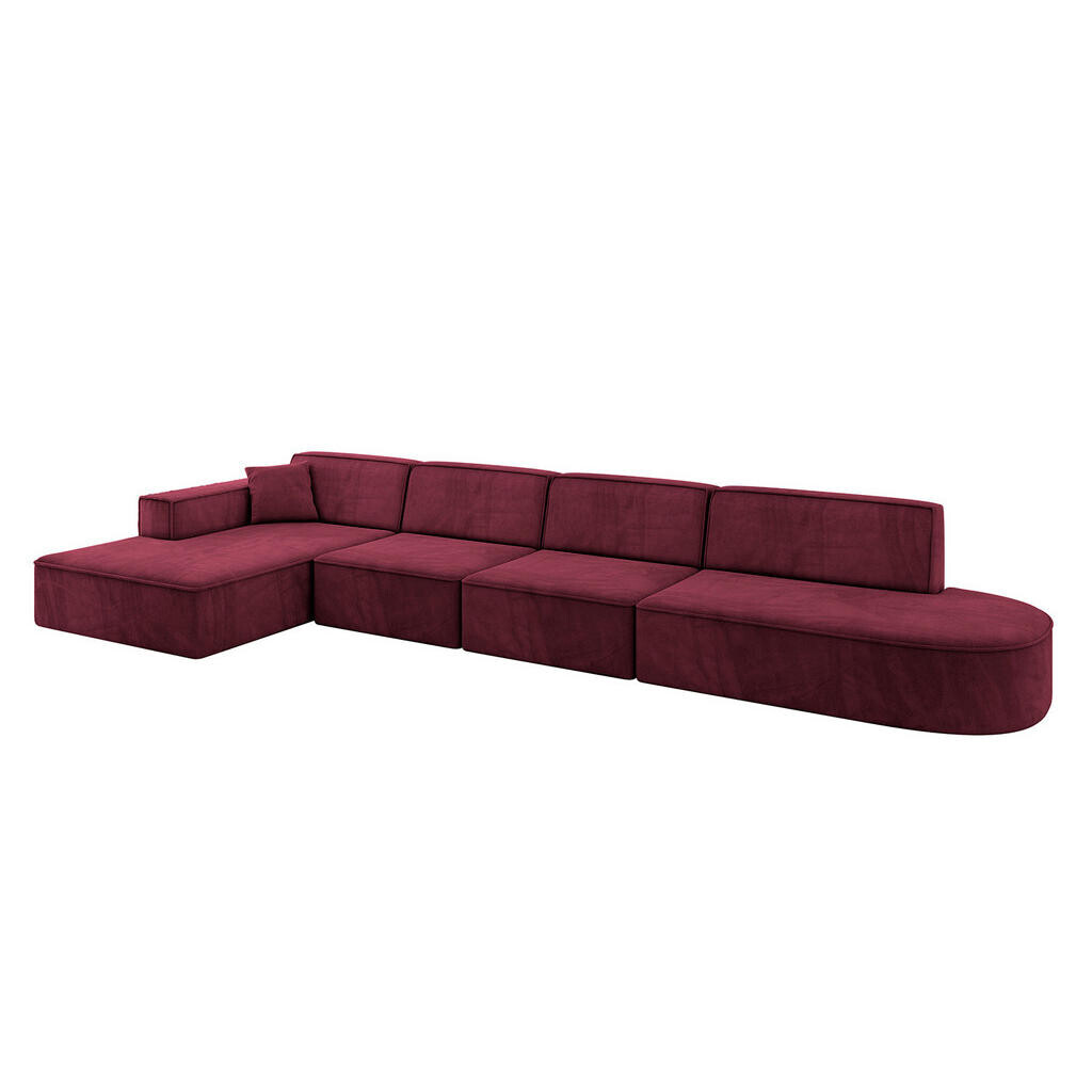 ALTDECOR ROHOVÁ SEDACÍ SOUPRAVA s otomanem vlevo IREA-L3-v4 – 412 × 165 × 77 cm, bordó