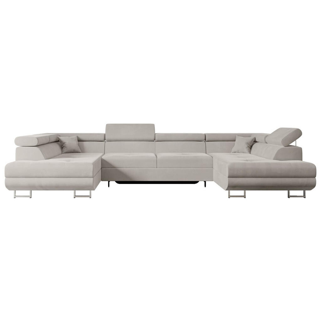 ALTDECOR SEDACÍ SOUPRAVA s funkcí lůžka a úložným prostorem GUSA-U 342x202x107 cm světle hnědá barva velur